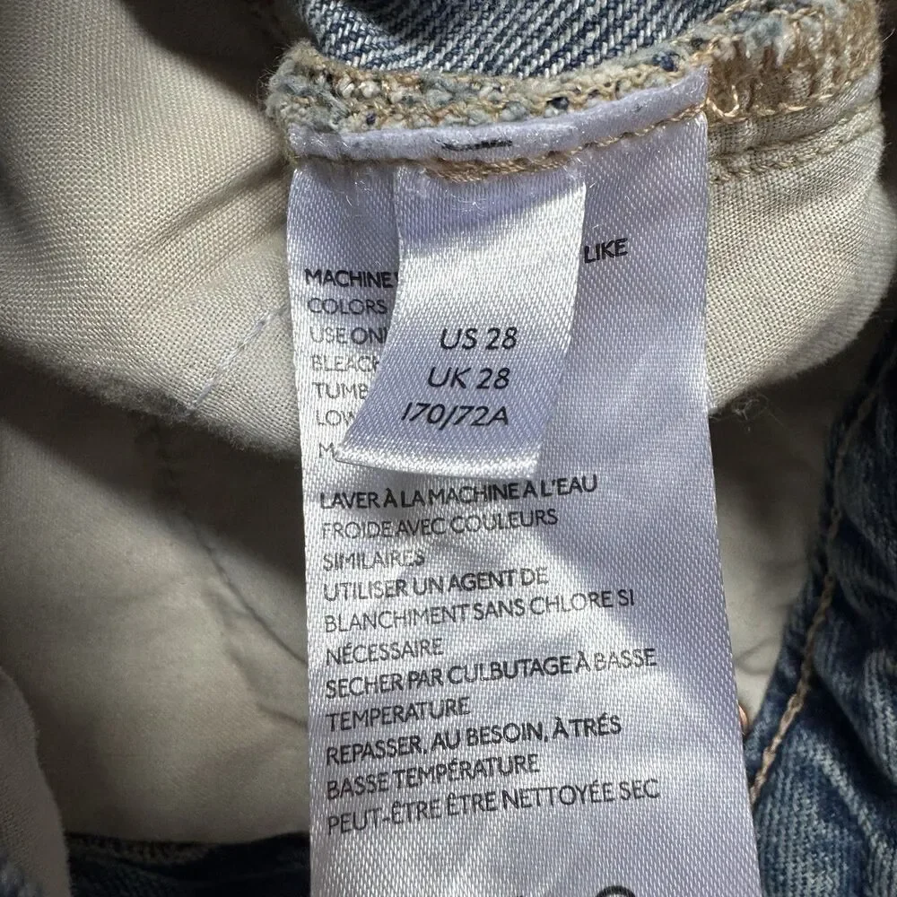 Free People We The Free Fast Times High Rise Mom Jeans 28 Distressed Button Fly